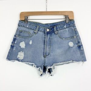 UNIF Light Wash Denim Shorts Distressed Size 26